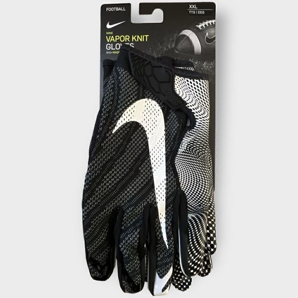 Nike Vapor Knit Magnigrip Black White Football Gloves CJ9259-091 Mens size XXL